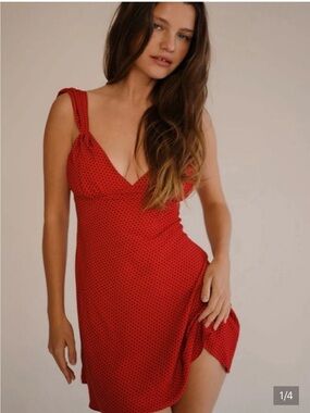 Frankie's Bikinis Red Polka Dot Slip Dress